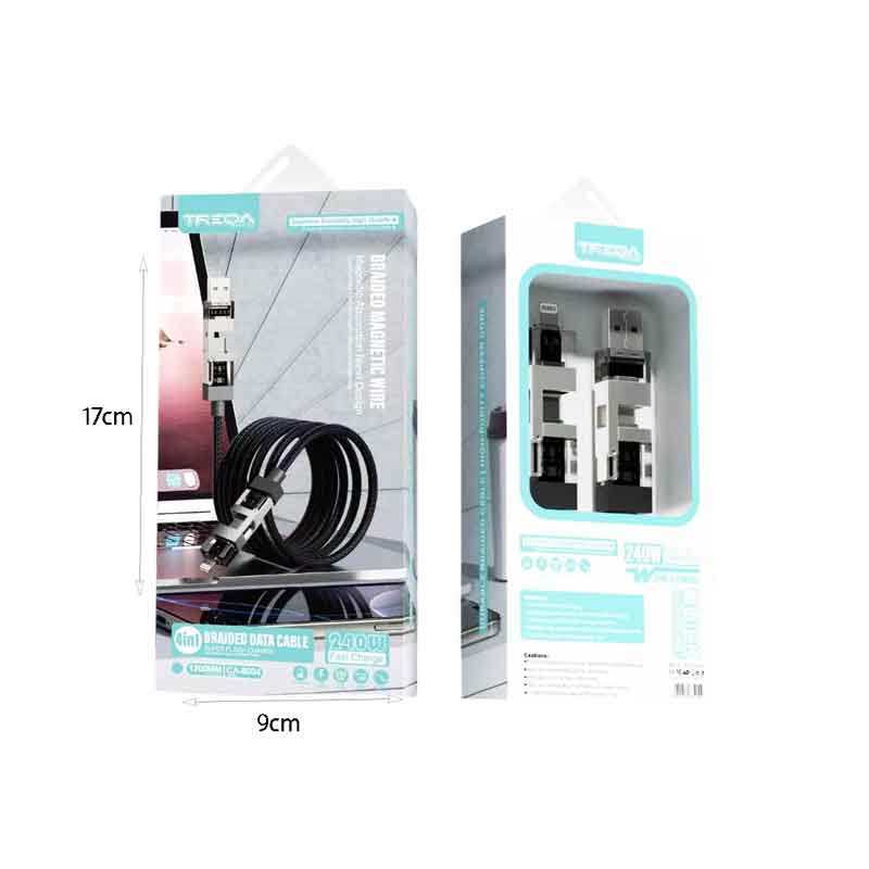 Treqa Καλώδιο Φόρτισης 4 σε 1 Μαγνητικό 240W Braided CA-8004 – 4 in 1 Magnetic 240W Braided Charging Cable