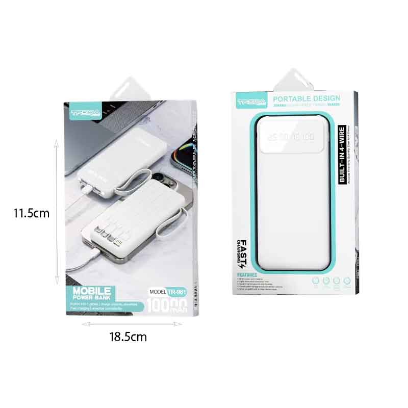 Treqa Power Bank Φορητός Φορτιστής 10000mAh με Ενσωματωμένα Καλώδια TR-981 - Mobile Power Bank 10000mAh with Built-in Cables
