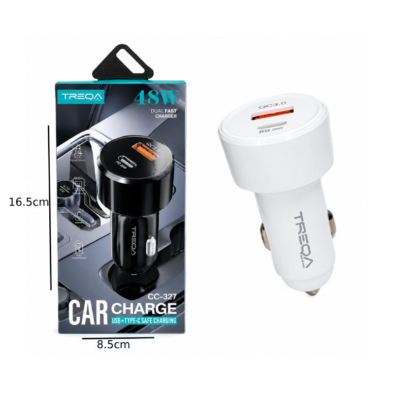 Treqa Φορτιστής Αυτοκινήτου CC-327 20W USB-A & USB-C με Γρήγορη Φόρτιση QC 3.0 / PD -  Car Charger - Angel shopping