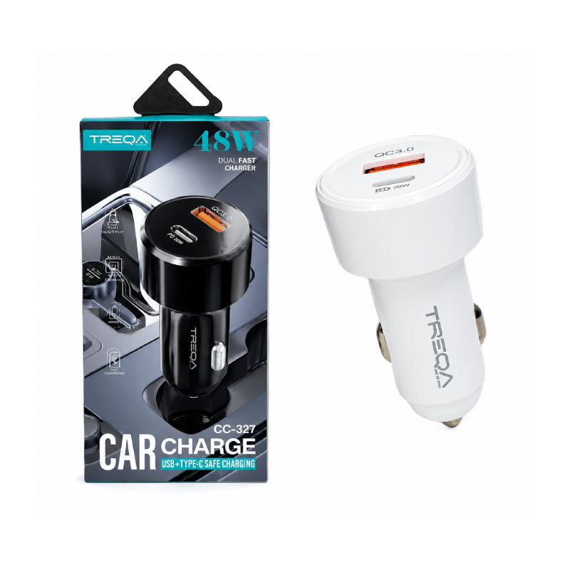 Treqa Φορτιστής Αυτοκινήτου CC-327 20W USB-A & USB-C με Γρήγορη Φόρτιση QC 3.0 / PD -  Car Charger - Angel shopping