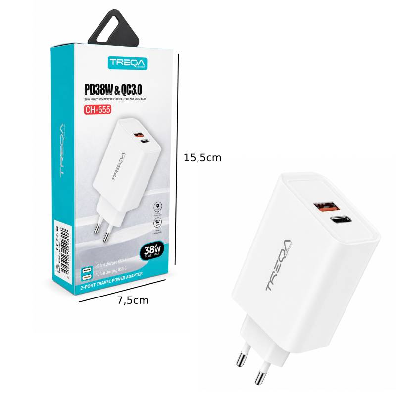 Treqa Φορτιστής Ταχείας Φόρτισης 38W CH-655 - Fast Charger