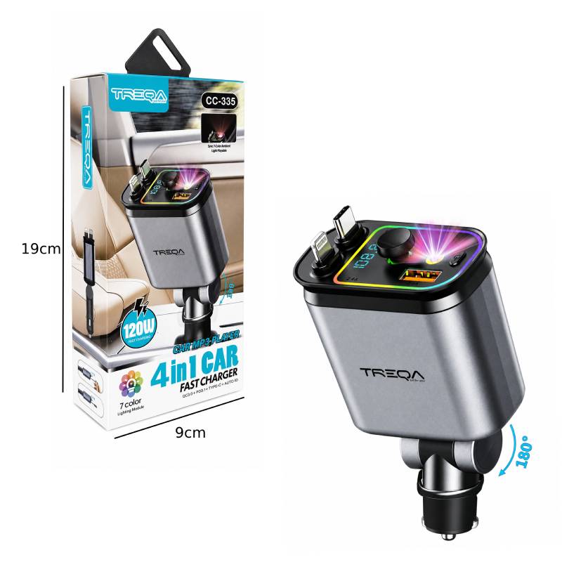 Treqa Φορτιστής Αυτοκινήτου 4 σε 1 120W CC-335 - Car Charger