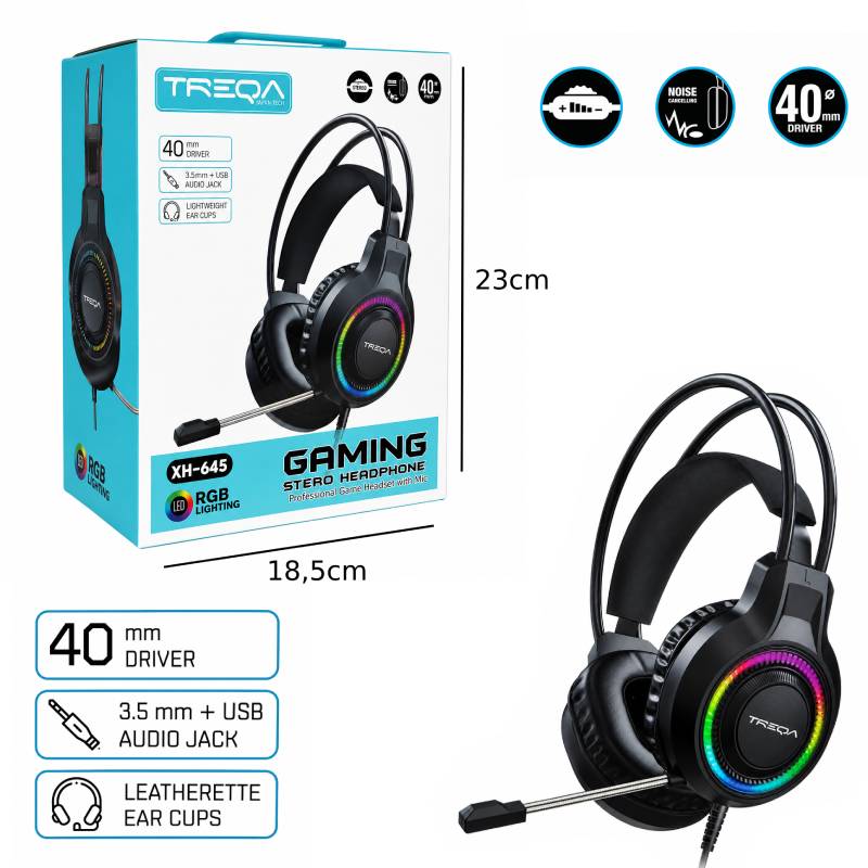 Treqa Gaming Ακουστικά με Μικρόφωνο RGB XH-645 - Gaming Headset with Microphone