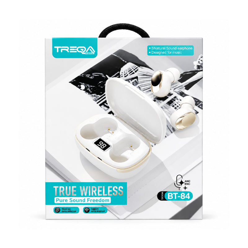 Treqa Ασύρματα Bluetooth Ακουστικά TWS  με Θήκη Φόρτισης BT-84 - True Wireless Bluetooth Earbuds with Charging Case - Angel shopping