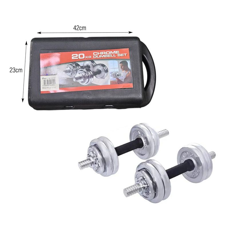 York Fitness Αλτήρες Σετ 20kg σε Βαλιτσάκι - Chrome Dumbell Set 20kg