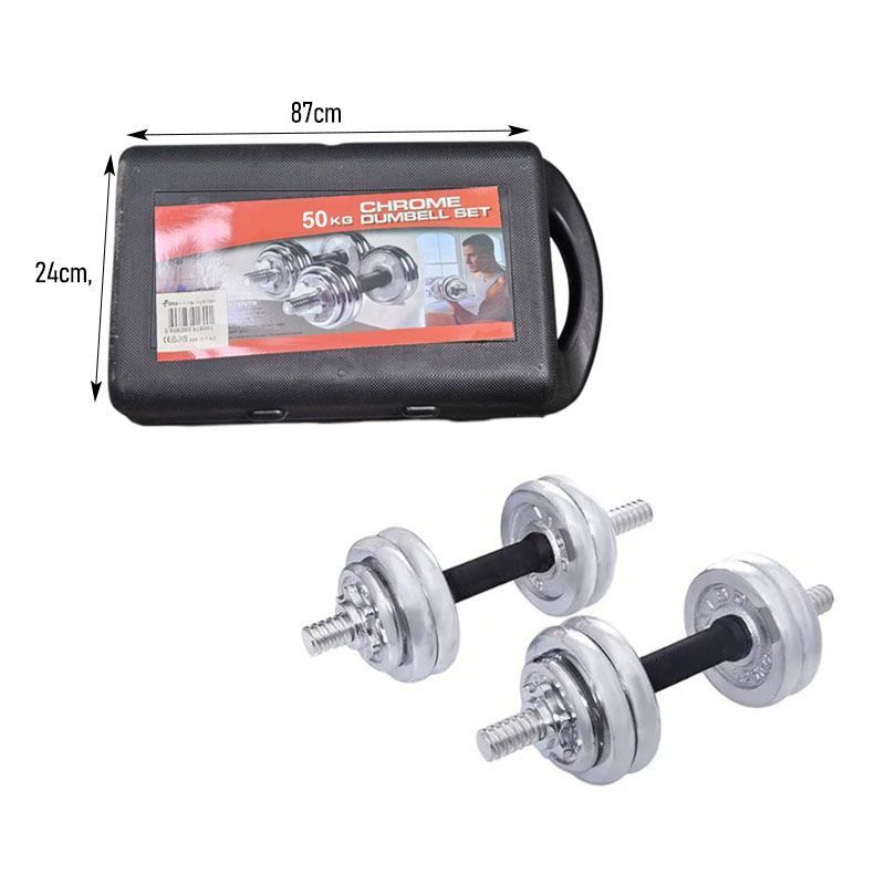 York Fitness Αλτήρες Σετ 50kg σε Βαλιτσάκι - Chrome Dumbell Set 50kg