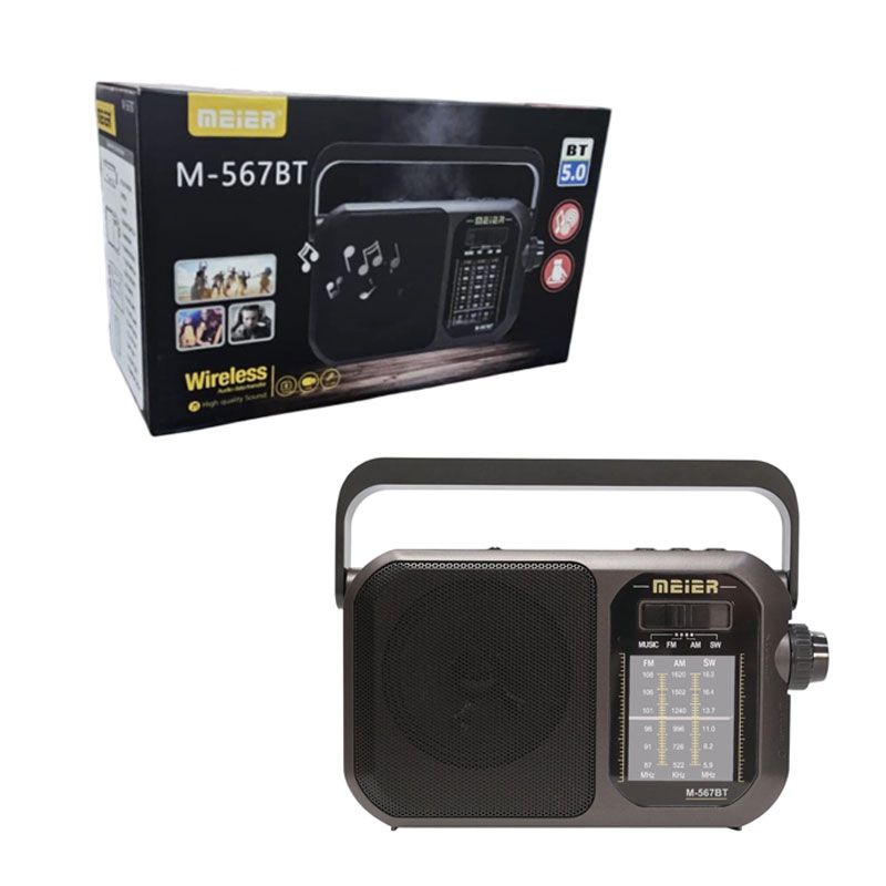 Meier Ρετρό Φορητό Ραδιόφωνο Bluetooth με Φακό και USB/TF M-567BT