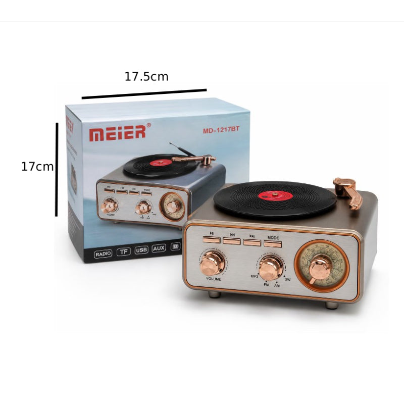 Meier Ρετρό Bluetooth Πικάπ με Ραδιόφωνο FM/AM/SW, USB, TF & AUX MD-1217BT - Retro Bluetooth Turntable with FM/AM/SW Radio, USB, TF & AUX