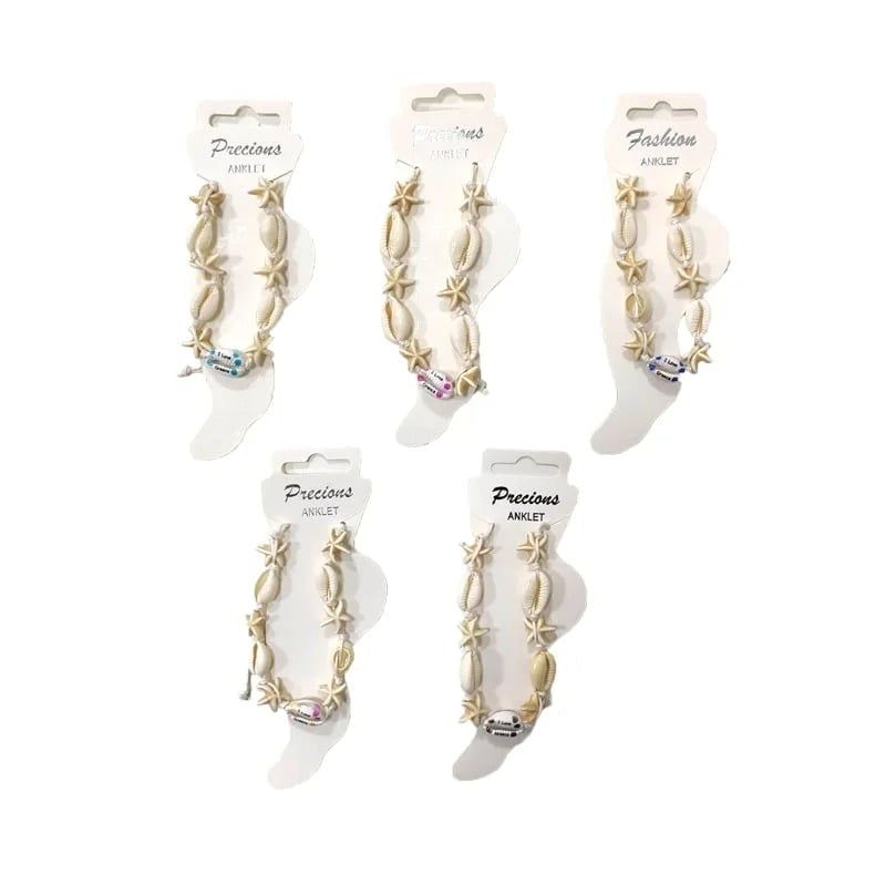 Βραχιόλι ποδιού με κοχύλια 12τεμ – Shell anklet - Angel shopping