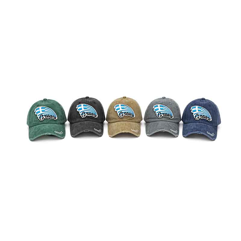 Καπέλο Τζόκεϊ Greece με Ελληνική Σημαία Vintage Σχέδιο - Greece Baseball Cap with Greek Flag Vintage Design