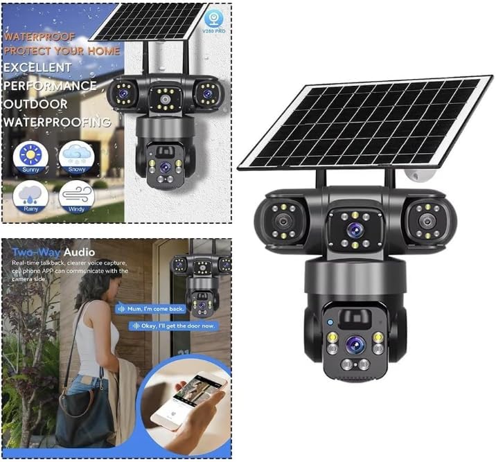 Ηλιακή κάμερα ασφαλείας IP τριπλή - WIFI - Security Camera - Q20 - 020324