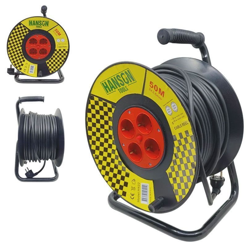 Hanson Tools Μπαλαντέζα Ρεύματος 50m  4 Πρίζες - Extension Cable Reel