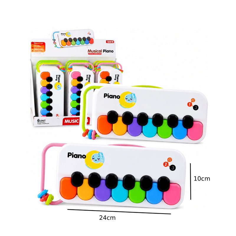 Παιδικό Μουσικό Πιάνο 7 Πλήκτρων με Λαβή 24cm - Kids Musical Piano with 7 Keys and Handle 24cm - Angel shopping
