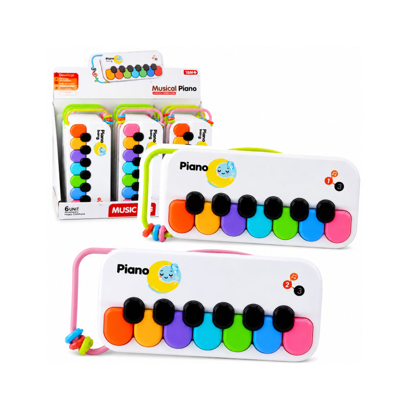 Παιδικό Μουσικό Πιάνο 7 Πλήκτρων με Λαβή 24cm - Kids Musical Piano with 7 Keys and Handle 24cm - Angel shopping