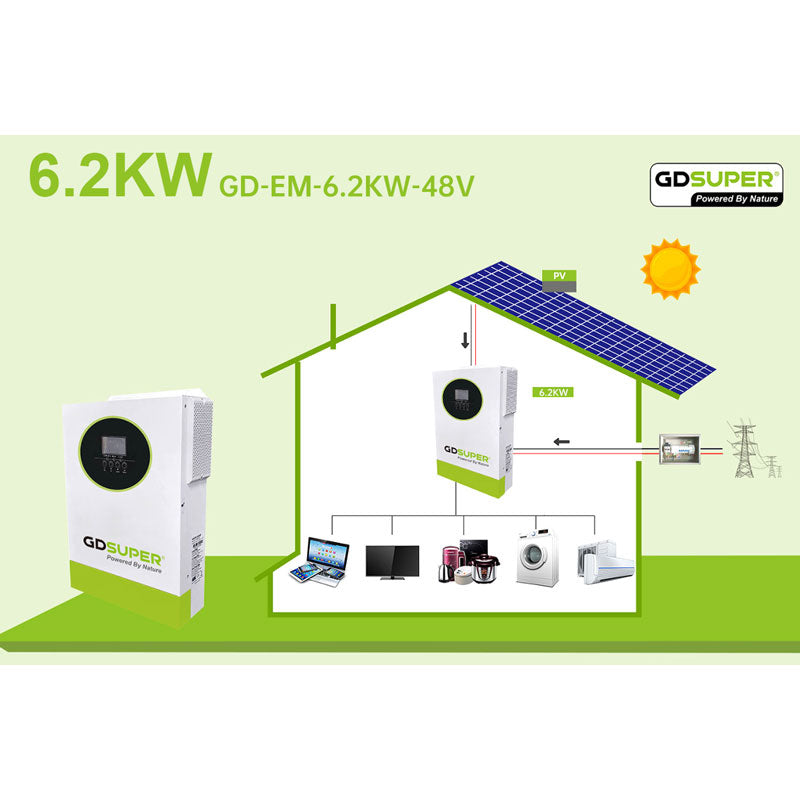 Υβριδικός Ηλιακός Μετατροπέας 6.2KW 48V GD Super με MPPT 120A - GD Super 6.2KW 48V Hybrid Solar Inverter with MPPT 120A