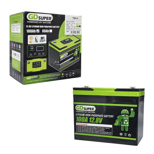 Μπαταρία Λιθίου 12.8V 100Ah GD Super με Θύρες USB και Οθόνη - GD Super 12.8V 100Ah Lithium Battery with USB Ports and Display