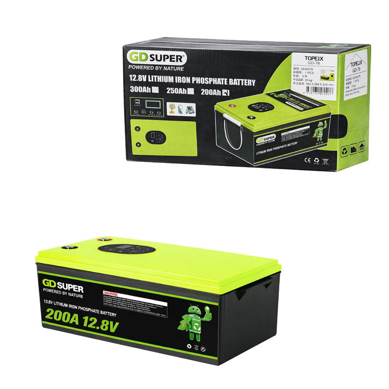 Μπαταρία Λιθίου 12.8V 200Ah LiFePO4 GD Super με BMS 100A και Υποστήριξη Σύνδεσης 48V - GD Super 12.8V 200Ah Lithium Battery with 100A BMS and 48V Series Support