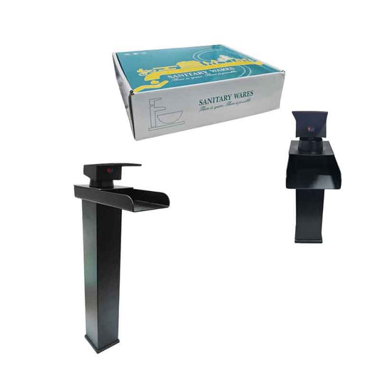 Sanitary Wares Μαύρη Μπαταρία Νιπτήρα με Ρουξούνι Καταρράκτη - Black Basin Faucet with Waterfall Spout