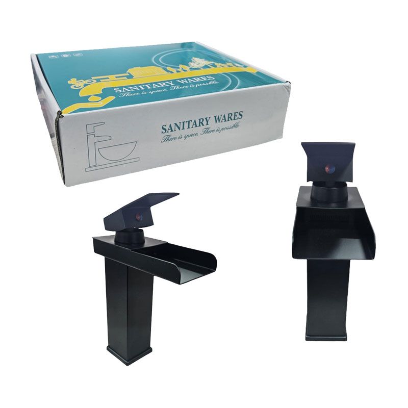Sanitary Wares Μαύρη Μπαταρία Νιπτήρα με Ρουξούνι Καταρράκτη - Black Basin Faucet with Waterfall Spout