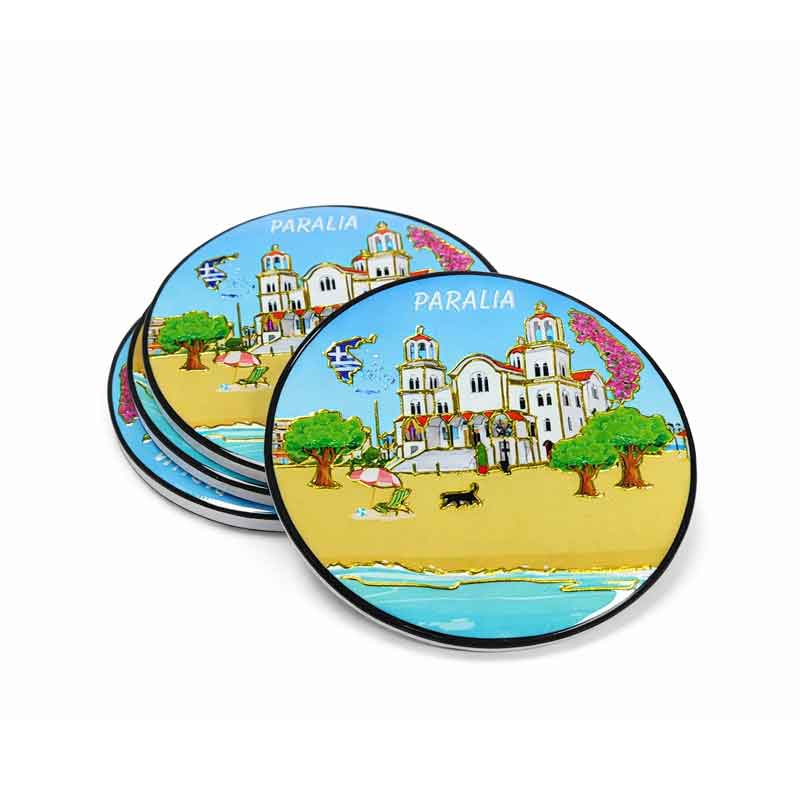 Σετ Σουβέρ Ελλάδα Παραλία Στρογγυλά - Greece Paralia Round Coasters