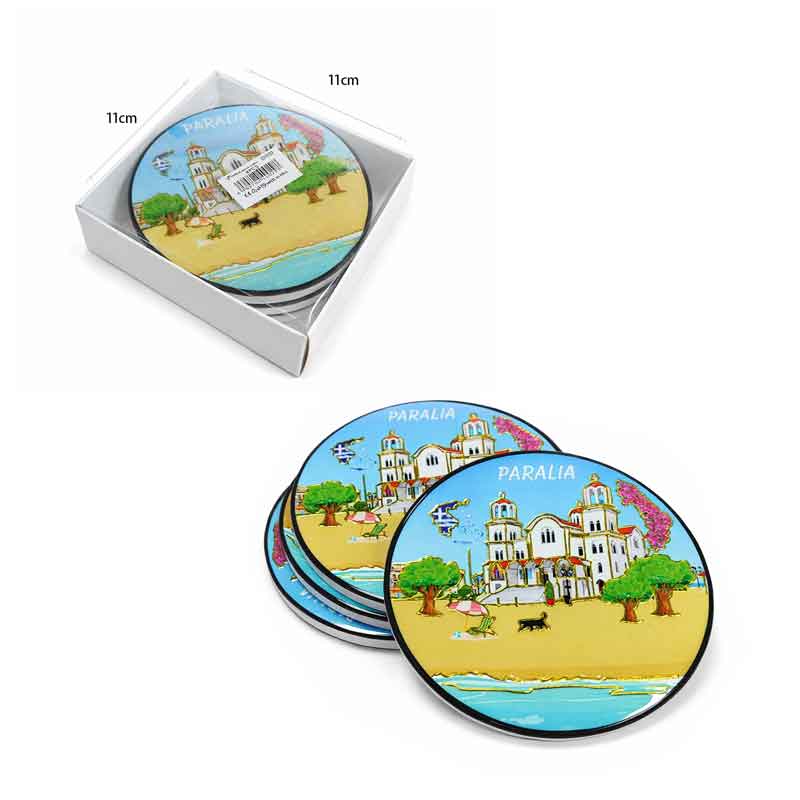 Σετ Σουβέρ Ελλάδα Παραλία Στρογγυλά - Greece Paralia Round Coasters