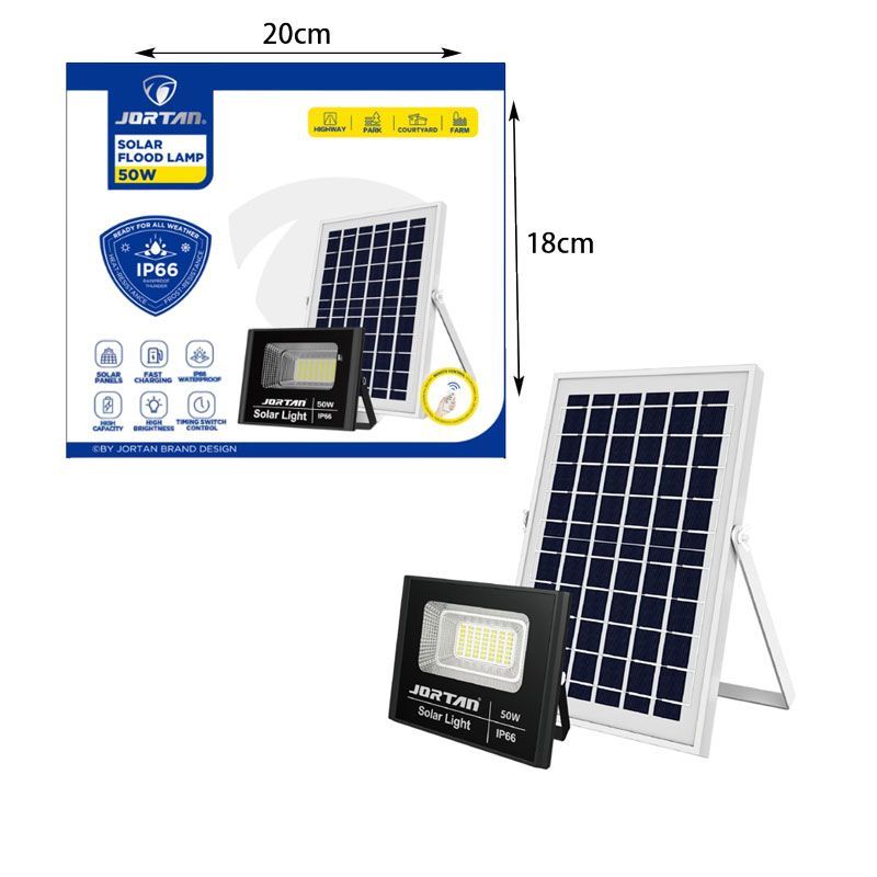 Jortan Ηλιακός Προβολέας Με Τηλεχειριστήριο LED 50W IP66- Solar Flood Lamp - Angel shopping