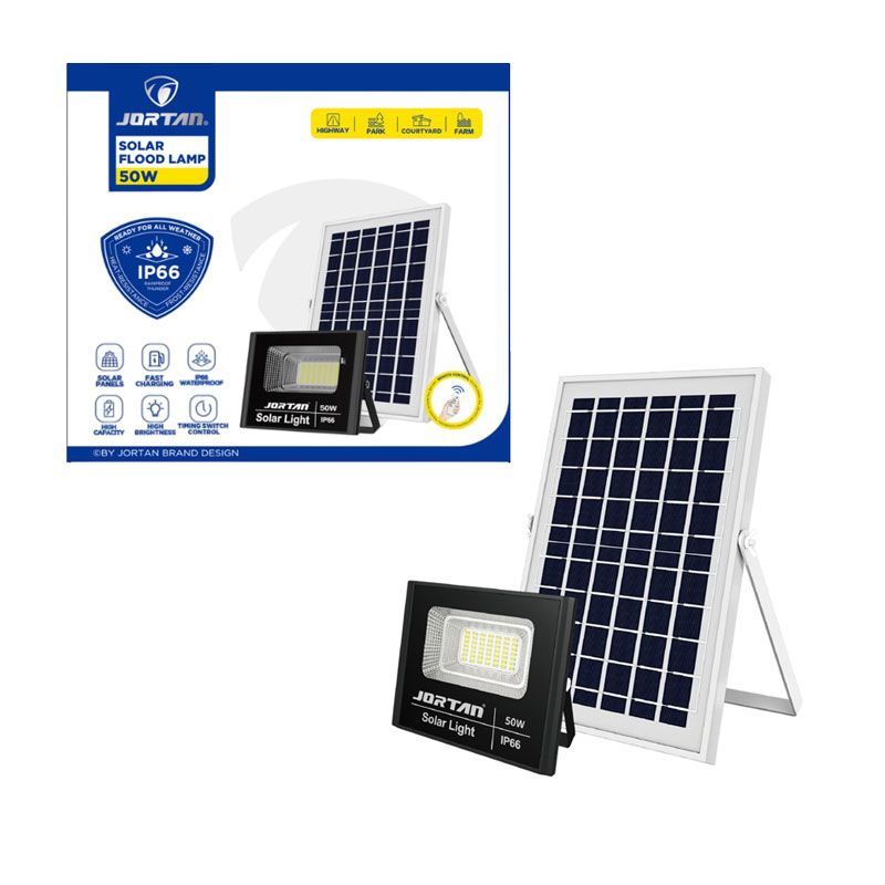 Jortan Ηλιακός Προβολέας Με Τηλεχειριστήριο LED 50W IP66- Solar Flood Lamp - Angel shopping