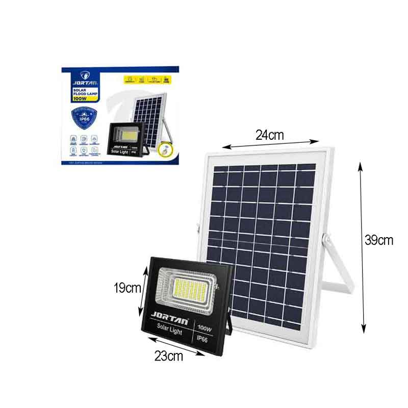 Jortan Ηλιακός Προβολέας Με Τηλεχειριστήριο LED 100W IP66- Solar Flood Lamp