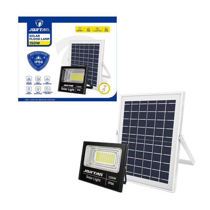 Jortan Ηλιακός Προβολέας Με Τηλεχειριστήριο LED 150W IP66- Solar Flood Lamp