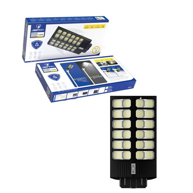 Jortan Led Αδιάβροχο Ηλιακό Φωτιστικό Δρόμου 2400W με Ανιχνευτή Κίνησης Και Τηλεχειριστήριο IP66 - Solar Street Lamp - Angel shopping