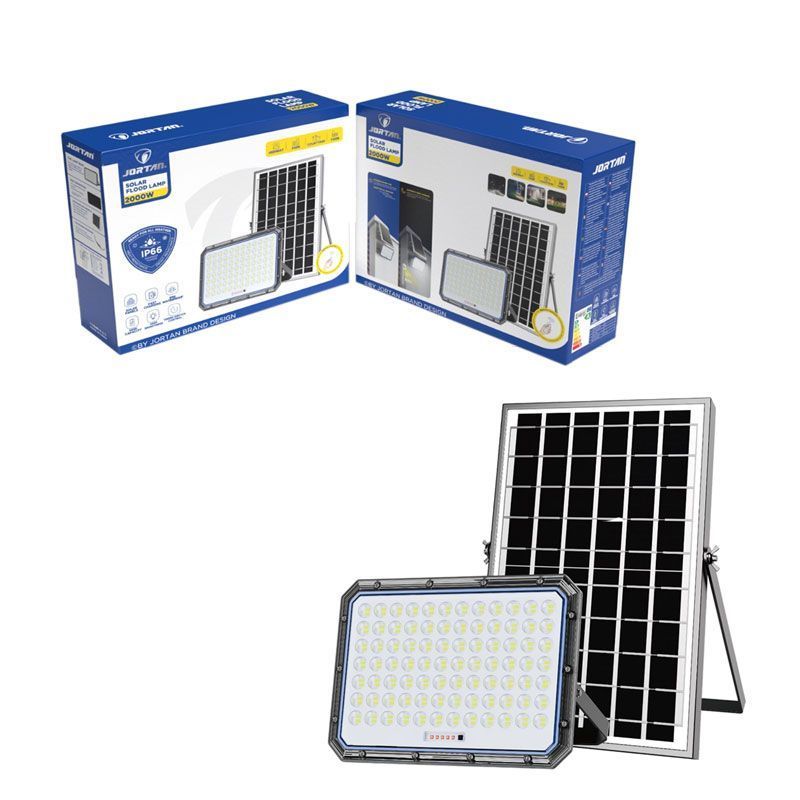 Jortan Ηλιακός Προβολέας Με Τηλεχειριστήριο LED 2000W IP66- Solar Flood Lamp