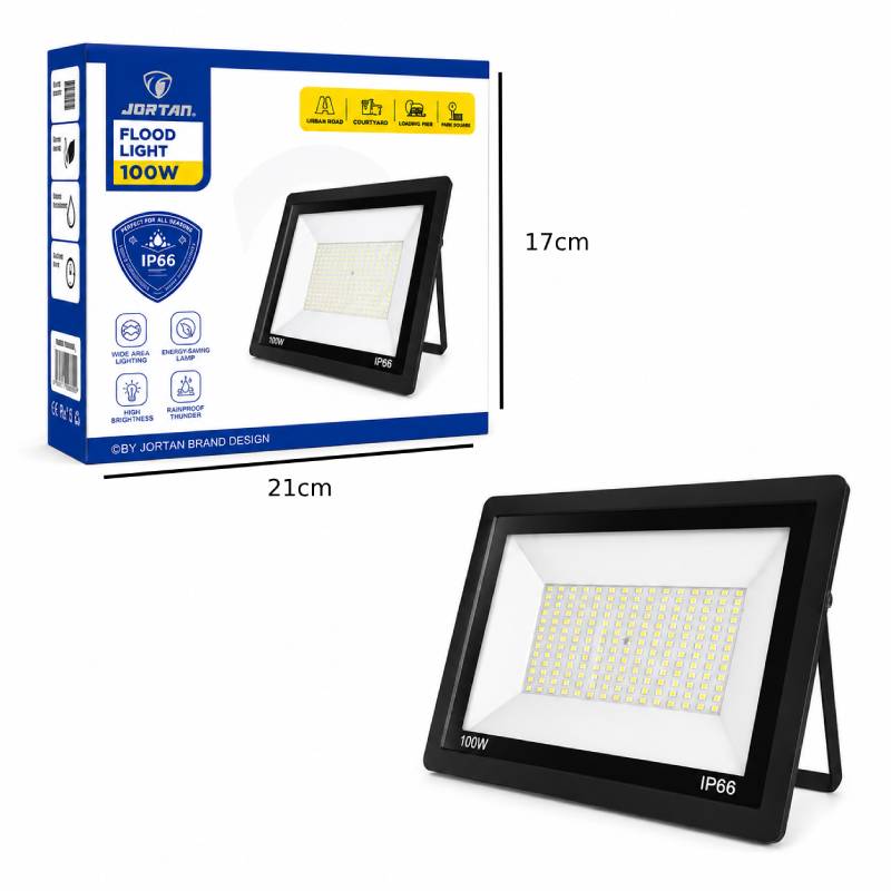 Jortan Προβολέας LED 100W Εξωτερικού Χώρου IP66 Αδιάβροχος - LED Flood Light ΦΩΤΙΣΜΟΣ & ΕΝΕΡΓΕΙΑ>Ηλιακά Πάνελ Με Προβολέα