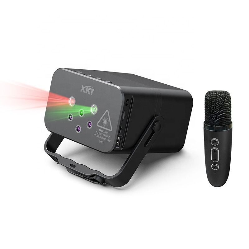 Φορητό Ηχείο με Φώτα Πάρτι & Bluetooth + 2 Ασύρματα Μικρόφωνα – Mini Party Light BT Speaker V12