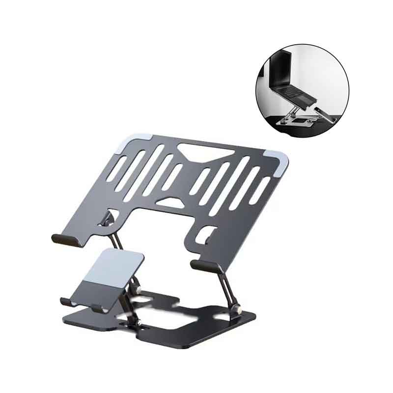 Fineplay Αναδιπλούμενη Μεταλλική Βάση Στήριξης Laptop/Tablet/Κινητού Γραφείου Περιστρεφόμενη FP-L05 - Laptop Metal Folding Stand