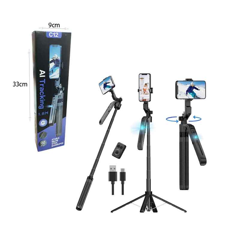 Selfie Stick Τρίποδο Με AI Tracking C12 – Selfie Stick Tripod With AI Tracking C12