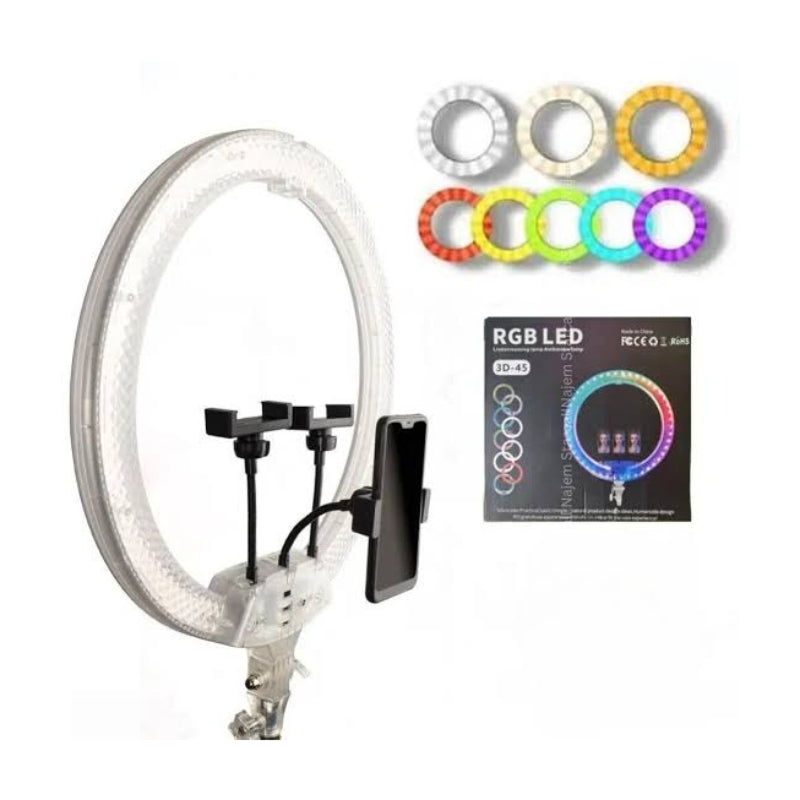 RGB LED Ring Light 45cm (18") με Βάσεις Κινητού & Ρυθμιζόμενο Φωτισμό 3D-45 - RGB LED 18" Ring Light with Phone Holders & Adjustable Lighting