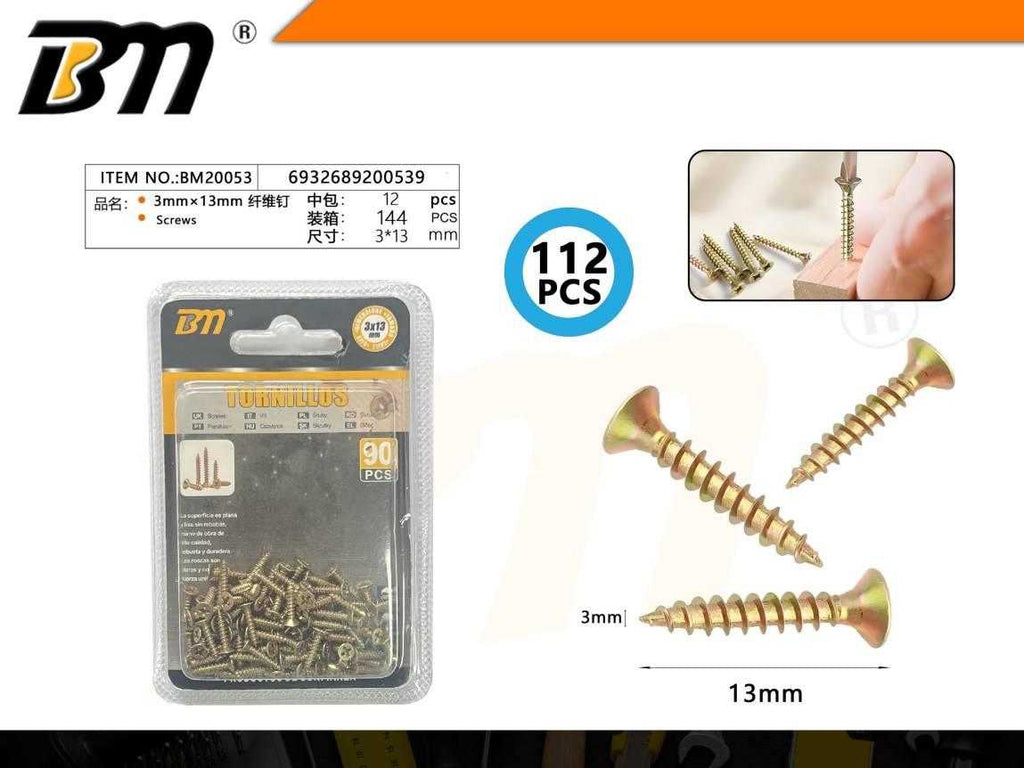 Ξυλόβιδες - 3mm×13mm - Σετ 12 πακέτα των 112 τεμαχίων - 200539