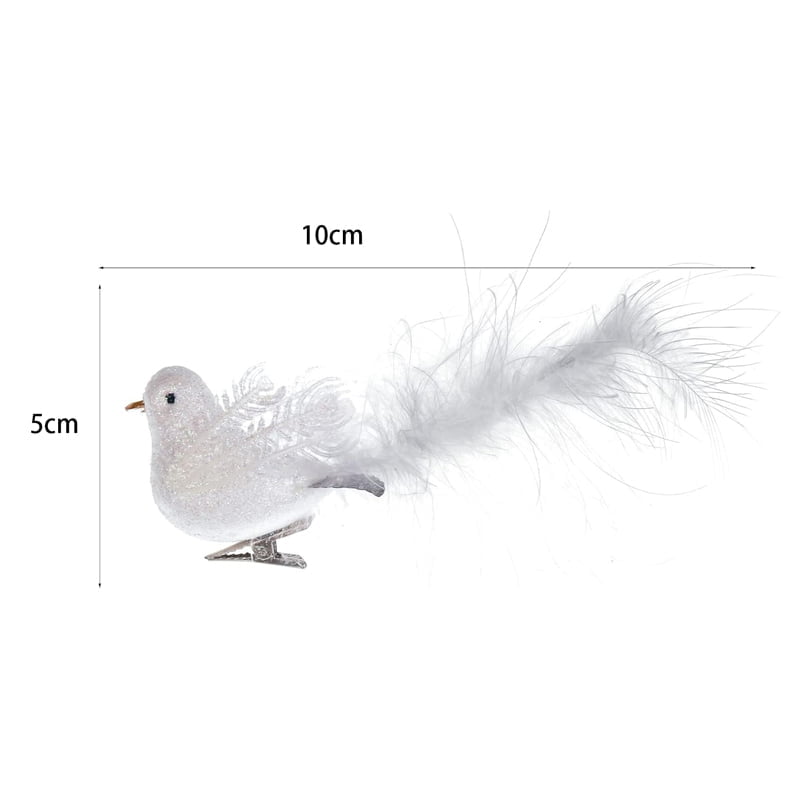Διακοσμητικά πουλάκια με κλιπ 4τμχ - Christmas Decoration White Birds with Clips