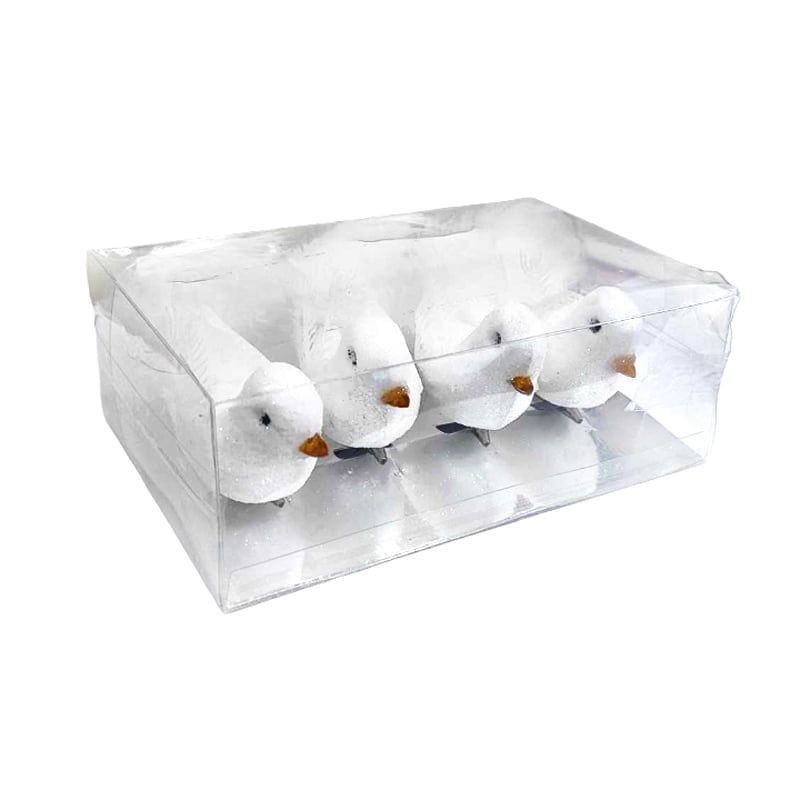 Διακοσμητικά πουλάκια με κλιπ 4τμχ - Christmas Decoration White Birds with Clips