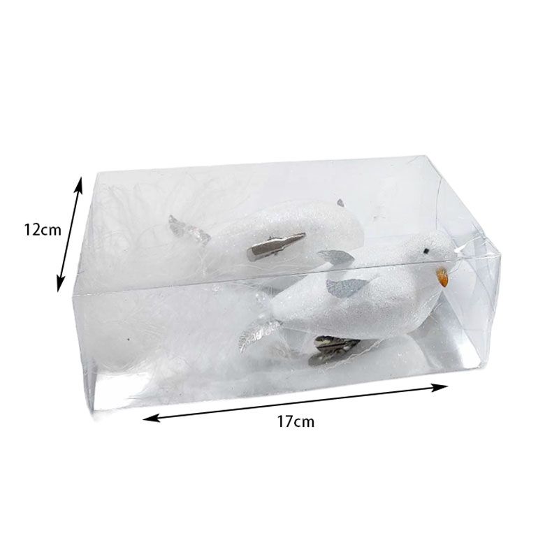 Διακοσμητικά πουλάκια με κλιπ 2τμχ - Christmas Decoration White Birds with Clips 2pcs