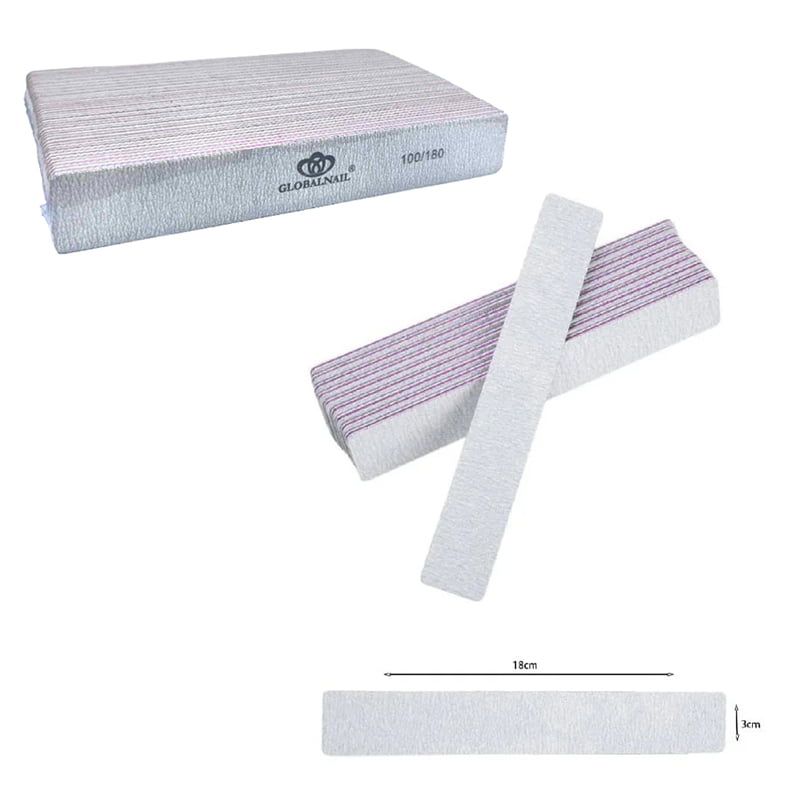 Globalnail Λίμα νυχιών 100/180 25τεμ. - Nail file 25pcs