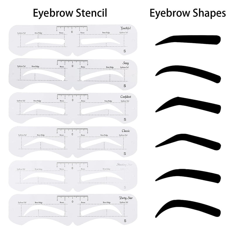 Στένσιλ Σχηματισμού Φρυδιών με Λαστιχάκι 6τμχ - Eyebrow Card Stencil 6pcs