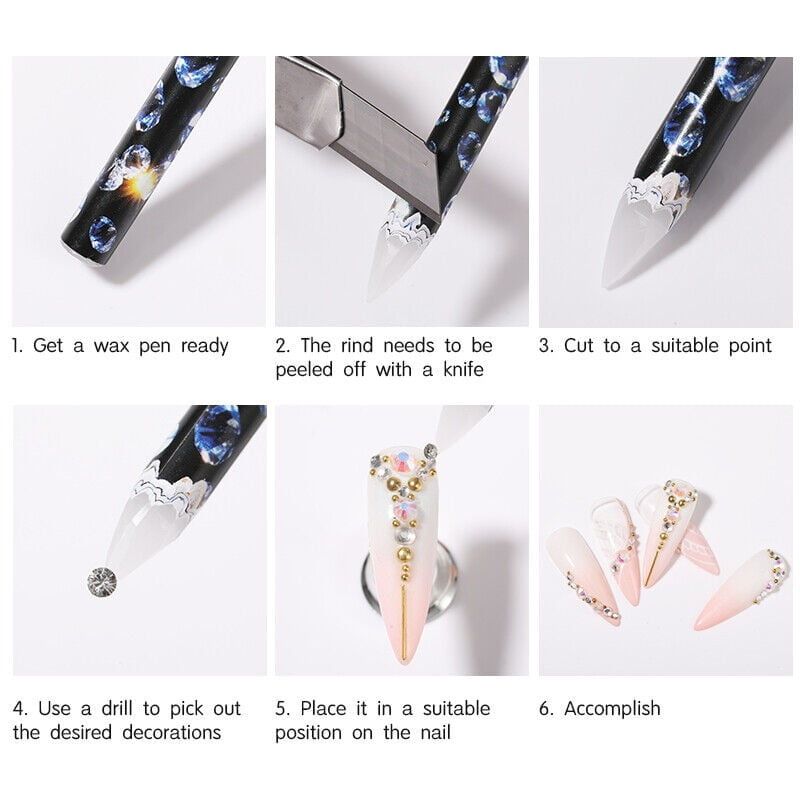 Στυλό Τοποθέτησης Στρας Νυχιών 12τμχ - Rhinestone Picker Wax Pen 12pcs