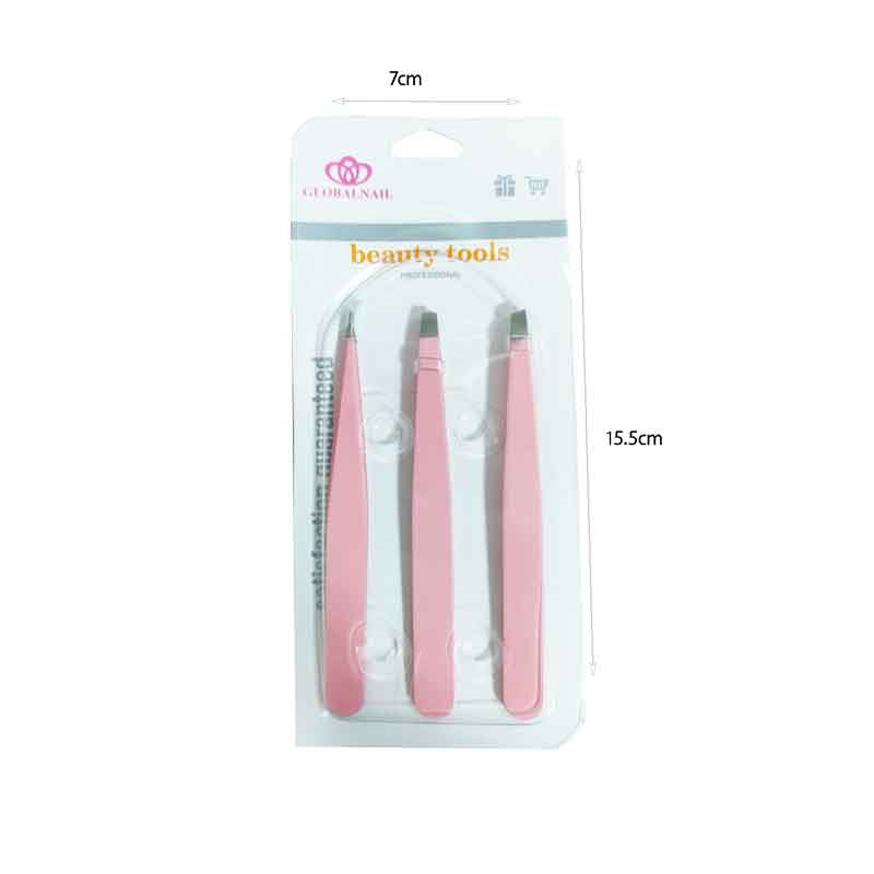 Globalnail Σετ Τσιμπιδάκια Φρυδιών 3 τεμάχια Beauty Tools -  Eyebrow Tweezers