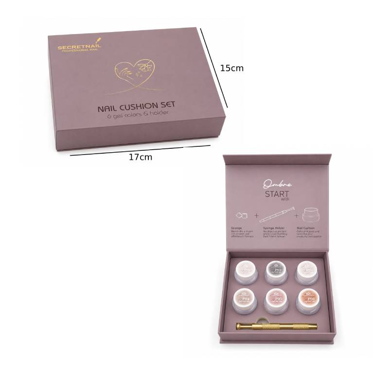 Σετ Gel Νυχιών Ombre με 6 Χρώματα & Εργαλείο Εφαρμογής - Ombre Nail Cushion Gel Set with 6 Colors & Applicator Tool