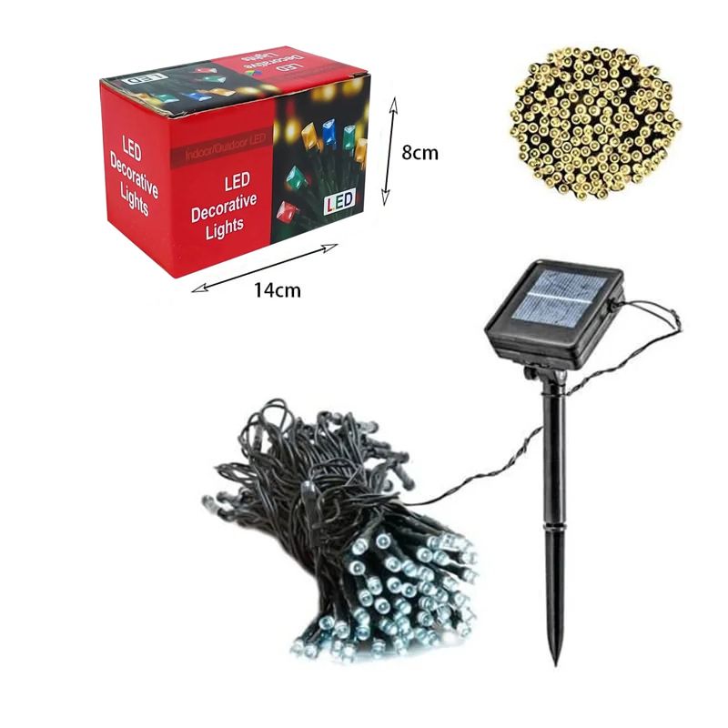 100L Χριστουγεννιάτικα Ηλιακά Λαμπάκια Led με Φωτοβολταϊκό Πάνελ 10m Θερμό Χρώμα -  Christmas solar LED lights warm light