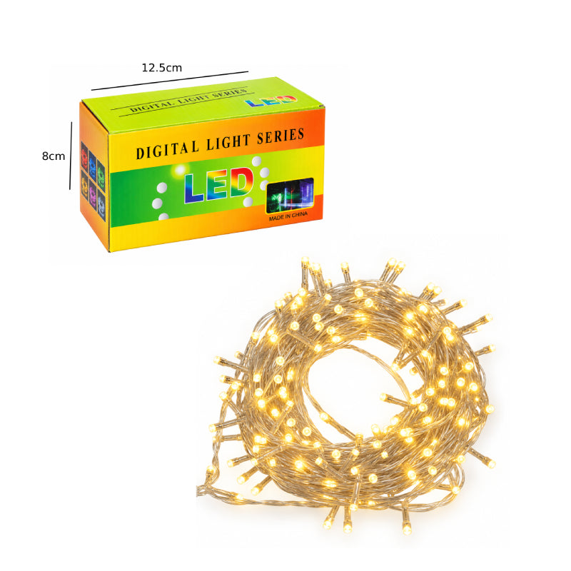 Χριστουγεννιάτικα Λαμπάκια 100 LED 3m Θερμό Λευκό με Διάφανο Καλώδιο - 100 LED 3m Warm White Christmas String Lights with Transparent Cable