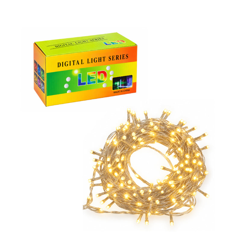Χριστουγεννιάτικα Λαμπάκια 100 LED 3m Θερμό Λευκό με Διάφανο Καλώδιο - 100 LED 3m Warm White Christmas String Lights with Transparent Cable