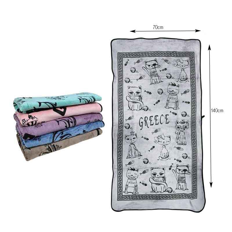 Πετσέτα θαλάσσης Greece Με Γάτες 140x70cm - Beach towel