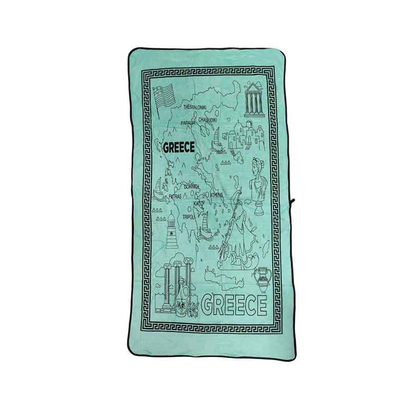 Πετσέτα θαλάσσης Greece Με Χάρτη Της Ελλάδας 140x70cm - Beach towel
